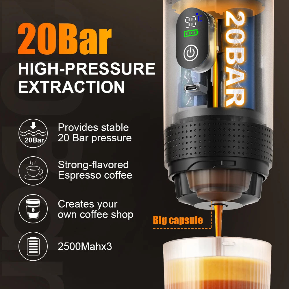 Portable espresso machine for travel, outdoor and camping